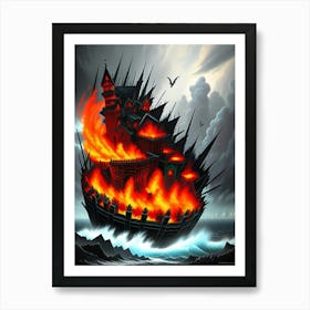 Fire Ship Art Print