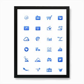 Blue Icons 1 Art Print