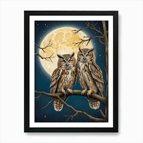 Owls At Night 1 Art Print