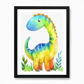 Rainbow Edmontosaurus Dinosaur 3 Art Print