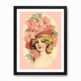 Vintage Pink Illustration Kitsch 1 Art Print