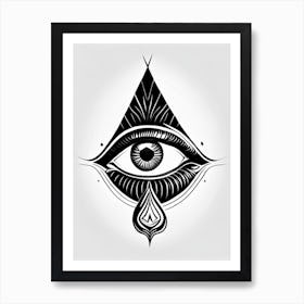 Third Eye Symbolism, Symbol, Third Eye Simple Black & White Illustration 2 Art Print