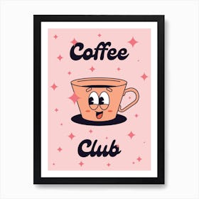 Retro Cartoon Coffee Club Art Print