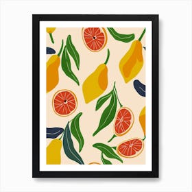 Citrus Fruit Abstract Illustration 3 Art Print