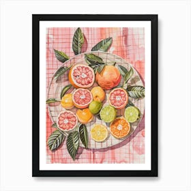 Pink Breakfast Food Fruit Salad 1 Art Print