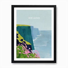 Ireland Vintage Travel Poster, Cliffs of Moher Minimalist Art Print