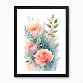 Watercolor Roses 7 Art Print