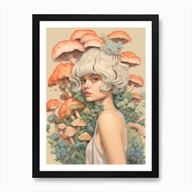 Mushroom Surreal Portrait 1 Art Print