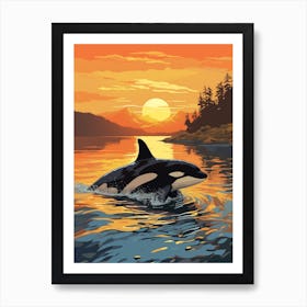 Orca Whale Splashing Around Art Print