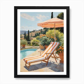 Sun Lounger By The Pool In Rome Italy Art Print