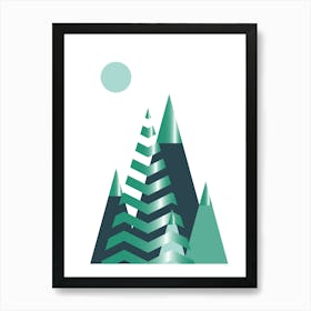 Emerald Horizons: A Green Mountain Landscape Art Print