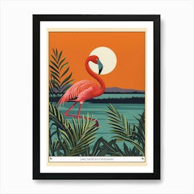 Greater Flamingo Lake Natron Tanzania Tropical Illustration 3 Poster Art Print