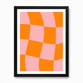 Pink and Orange Checkerboard Art Print