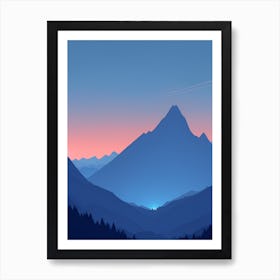 Misty Mountains Vertical Composition In Blue Tone 216 Art Print