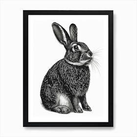 Cinnamon Blockprint Rabbit Illustration 5 Art Print