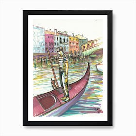 Venice Grand Channel Gondolier Art Print