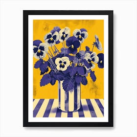 Pansy Flowers On A Table   Contemporary Illustration 1 Art Print