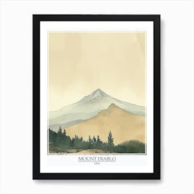 Mount Diablo Usa Color Line Drawing 7 Poster Art Print