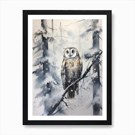 Winter Watercolour Owl 2 Art Print