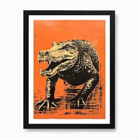 Crocodile, Woodblock Animal Drawing 2 Art Print