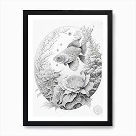 Hikari Moyomono Koi Fish Haeckel Style Illustastration Art Print