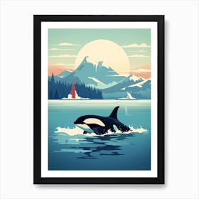Icy Whale Mountains & The Moon Art Print
