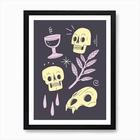 Skulls And Wine Dark Art Print