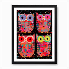 Four Owls Art Print