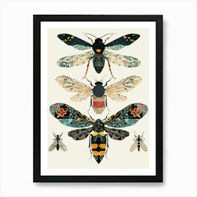 Colourful Insect Illustration Wasp 7 Art Print