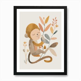 Charming Nursery Kids Animals Monkey 4 Art Print