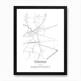 Vrbovec,Croatia Minimalist Map Art Print