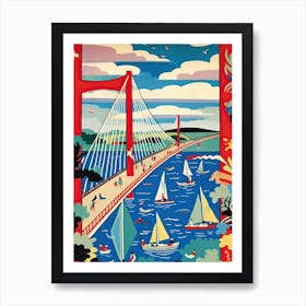 Verrazzano Narrows Bridge, United States Colourful 2 Art Print