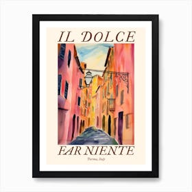 Il Dolce Far Niente Parma, Italy Watercolour Streets 3 Poster Art Print