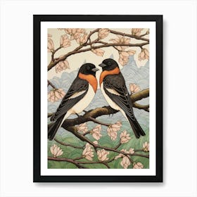 Art Nouveau Birds Poster Barn Swallow 1 Art Print