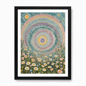 Rainbow Swirl Daisies Art Print