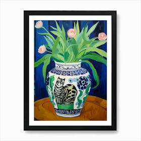 Flowers In A Vase Still Life Painting Cineraria 4 Art Print