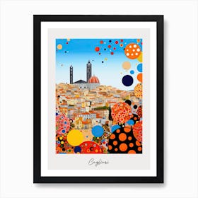 Poster Of Cagliari, Italy, Illustration In The Style Of Pop Art 3 Art Print