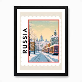 Retro Winter Stamp Poster St Petersburg Russia 2 Art Print