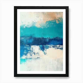 Teal And Beige Art Print