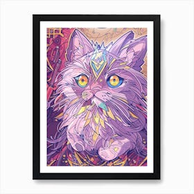 Cute Violet Cat Art Print