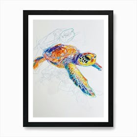 Abstract Turtle Scribble Drawing Art Print