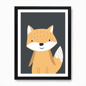 Fox Neutral Navy Kids Unisex Art Print