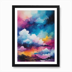 Abstract Glitch Clouds Sky (9) Art Print