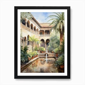 Gardens Of Alhambra Spain Watercolour 1 Art Print