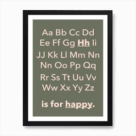 Abc Alphabet Happy Children's Sage Art Print