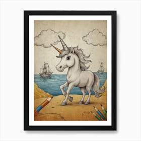 Unicorn In The Sea 1 Art Print