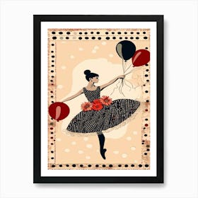 Vintage Ballerina With Balloons Art Print