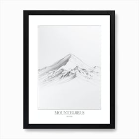 Mount Elbrus Russia Line Drawing 3 Poster Art Print