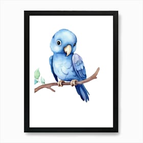 Blue Parrot On A Branch Art Print