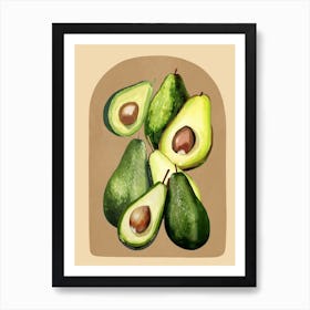 Avocado Watercolor Art 2 Art Print